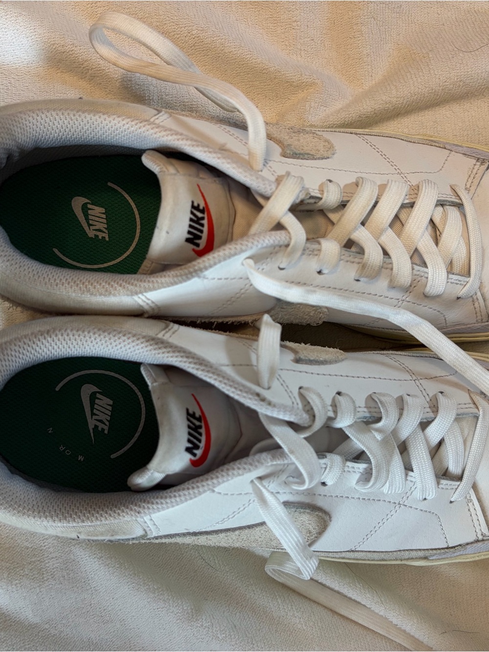 Nike White Womens Legacy Lift Sneakers with Green Insoles